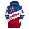 MLB Philadelphia Phillies Custom Name Number Blue Red Zip Up Hoodie