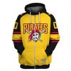 MLB Pittsburgh Pirates Custom Name Number Yellow Zip Up Hoodie