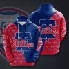 MLB Philadelphia Phillies Red Blue Split Pullover Hoodie