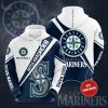 MLB Seattle Mariners White Navy Custom Name Pullover Hoodie