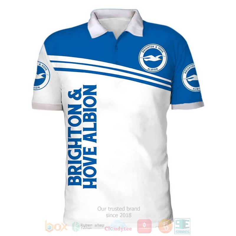Brighton & Hove Albion FC White Blue Polo Shirt V2