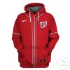 MLB Washington Nationals Custom Name Number Red Zip Up Hoodie