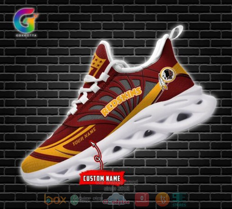NFL Washington Redskins Custom Name Brown Golden Max Soul Shoes NFL Washington Redskins Custom Name Brown Golden Max Soul Shoes