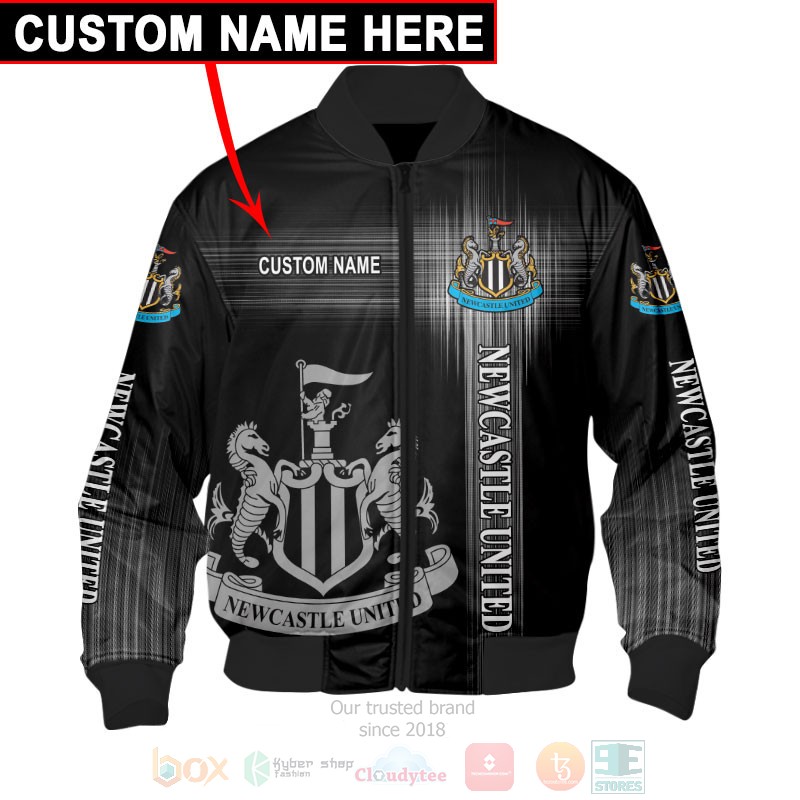 Newcastle United FC Custom Name Black Bomber Jacket Newcastle United FC Custom Name Black Bomber Jacket