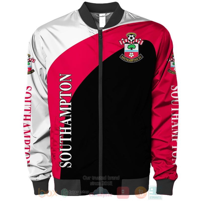 Southampton FC White Red Black Bomber Jacket Southampton FC White Red Black Bomber Jacket