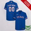 MLB Texas Rangers Custom Name Number Blue Hawaiian Shirt