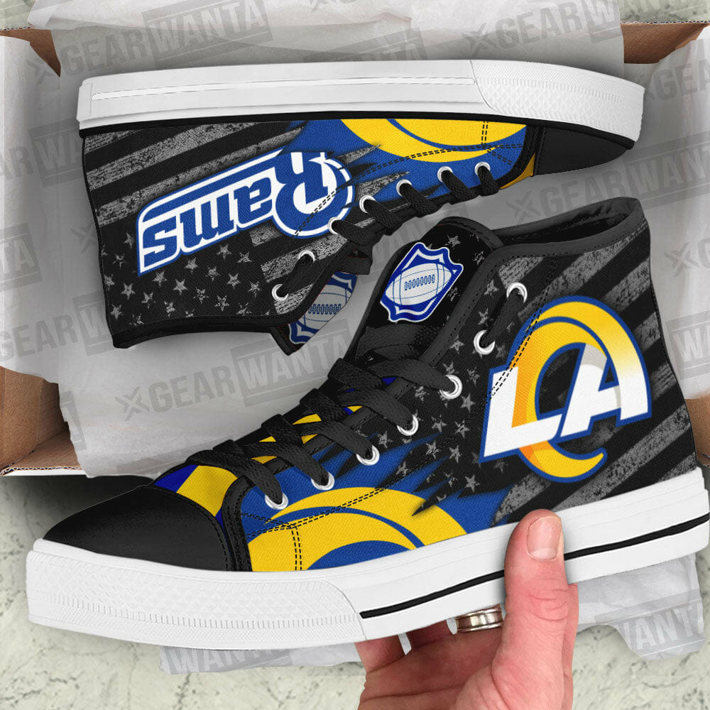 NFL Los Angeles Rams Custom American Flag High Top Shoes