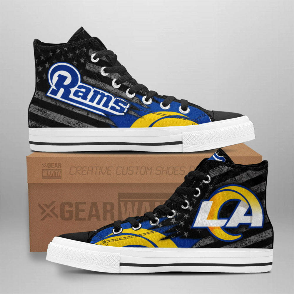 NFL Los Angeles Rams Custom American Flag High Top Shoes