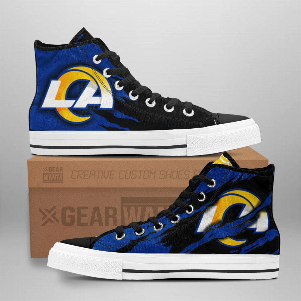 NFL Los Angeles Rams Blue Scratch High Top Shoes