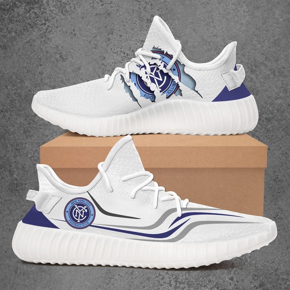 MLS New York City FC White Blue Yeezy Boost Sneakers MLS New York City FC White Blue Yeezy Boost Sneakers