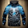 NFL Detroit Lions Skull Black Blue Pullover Hoodie