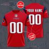 NFL New England Patriots Custom Name Number Red T-Shirt