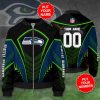 NFL Seattle Seahawks Custom Name Number Navy Green Bomber Jacket