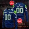 NFL Seattle Seahawks Custom Name Number Navy Green Sweatshirt