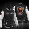 NFL Seattle Seahawks Black Skull Harley Davidson Baseball Jacket