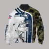 NFL Seattle Seahawks White Navy Camo Bomber Jacket