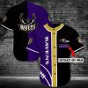 NFL Baltimore Ravens Custom Name Purple Black Baseball Jersey