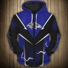 NFL Baltimore Ravens Black Purple Lightning Zip Up Hoodie
