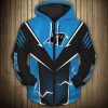 NFL Carolina Panthers Black Blue Lightning Zip Up Hoodie