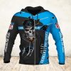 NFL Carolina Panthers Black Blue Skull Zip Up Hoodie