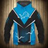 NFL Detroit Lions Black Blue Lightning Pullover Hoodie