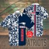 NFL New England Patriots Custom Name White Flower Navy Hawaiian Shirt