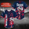 NFL New England Patriots Custom Name Number Navy Red Helmet Baseball Jersey