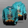 NFL Miami Dolphins Halloween Jack Skellington Zip Up Hoodie