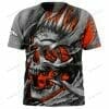NFL Denver Broncos Custom Name Number Skull Orange Grey T-Shirt