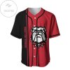 NCAA Georgia Bulldogs Half Style Black Red Baseball Jersey