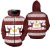 NFL Washington Commanders Reindeer Christmas Brown White Zip Up Hoodie