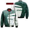 NCAA Michigan State Spartans Custom Text Green White Bomber Jacket