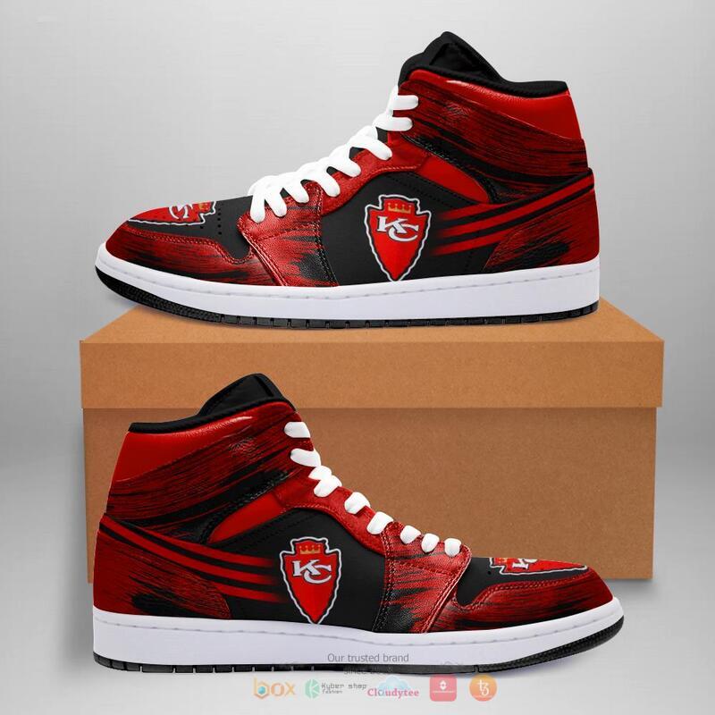NFL Kansas City Chiefs Red Black Air Jordan 1 High Sneakers V2 NFL Kansas City Chiefs Red Black Air Jordan 1 High Sneakers V2