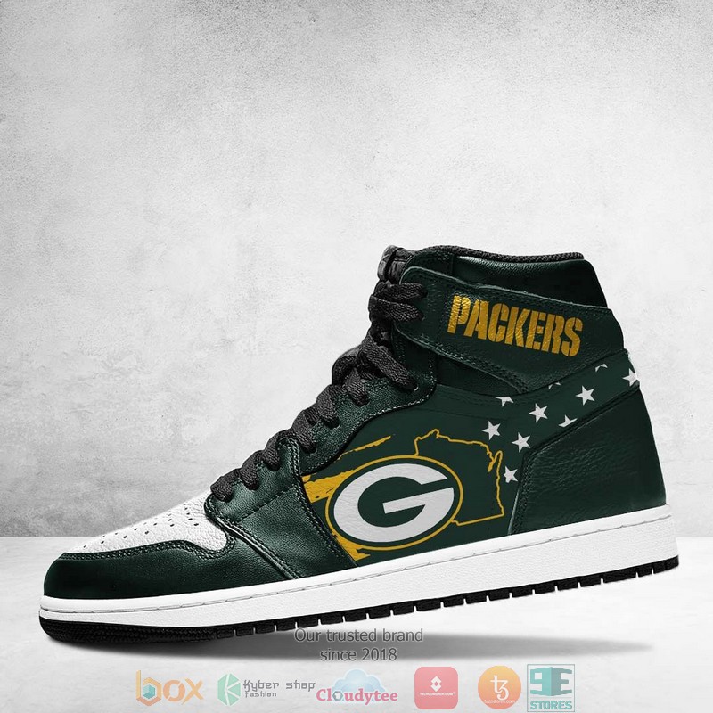 NFL Green Bay Packers Green White Sneaker Air Jordan 1 High Sneakers NFL Green Bay Packers Green White Sneaker Air Jordan 1 High Sneakers