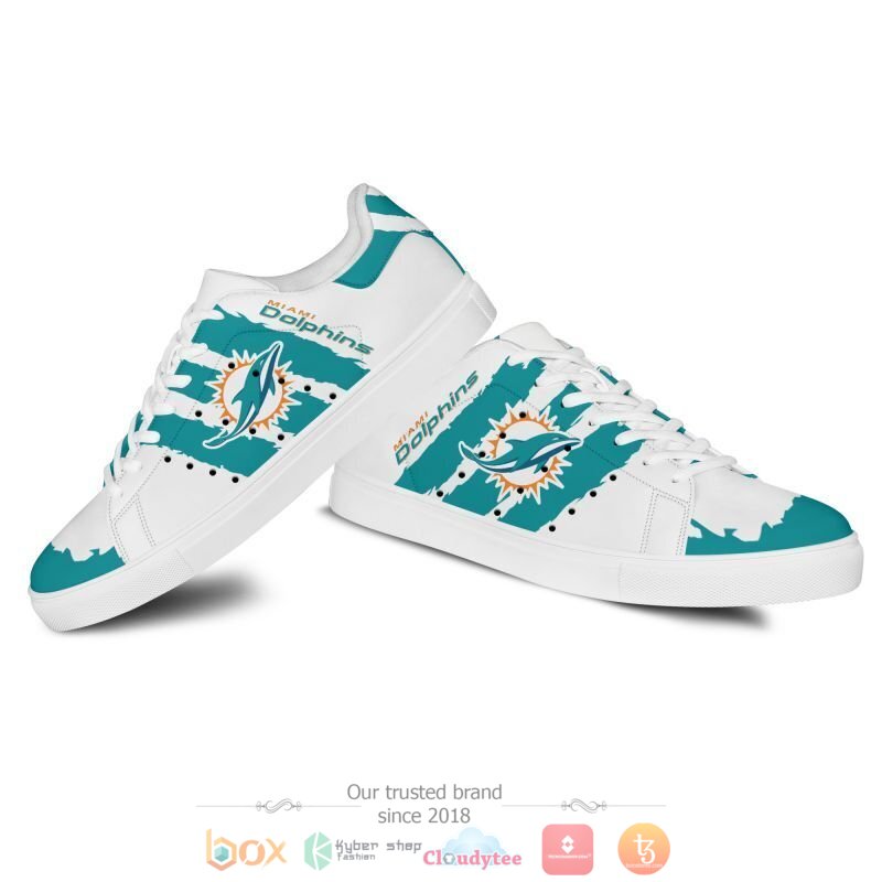 NFL Miami Dolphins White Aqua Stan Smith Shoes