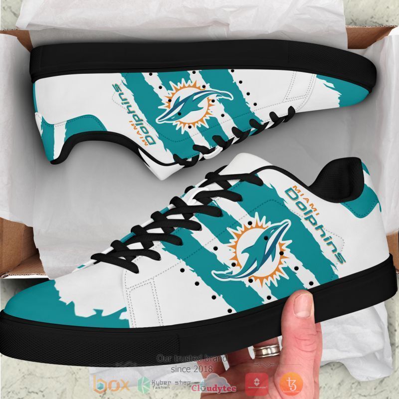 NFL Miami Dolphins White Aqua Stan Smith Shoes