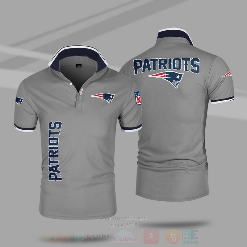 NFL New England Patriots Grey Polo Shirt NFL New England Patriots Grey Polo Shirt