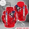 NCAA Georgia Bulldogs Custom Name Red US Flag Pullover Hoodie