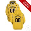 NCAA Michigan State Spartans Custom Name Number Yellow Pullover Hoodie
