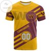 NFL Washington Commanders Custom Name Number Yellow Brown Stripes T-Shirt