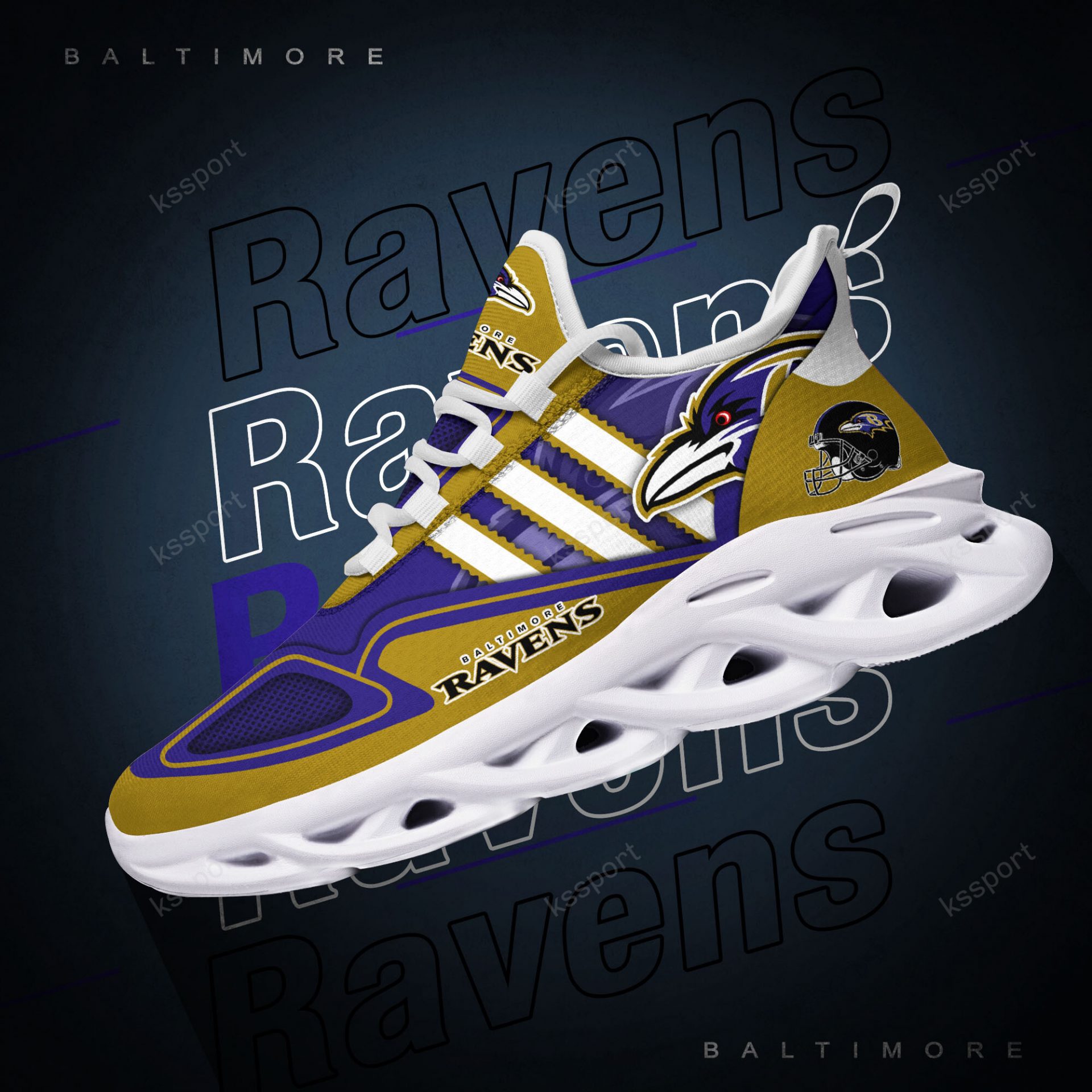 NFL Baltimore Ravens Purple Gold Max Soul Shoes V3