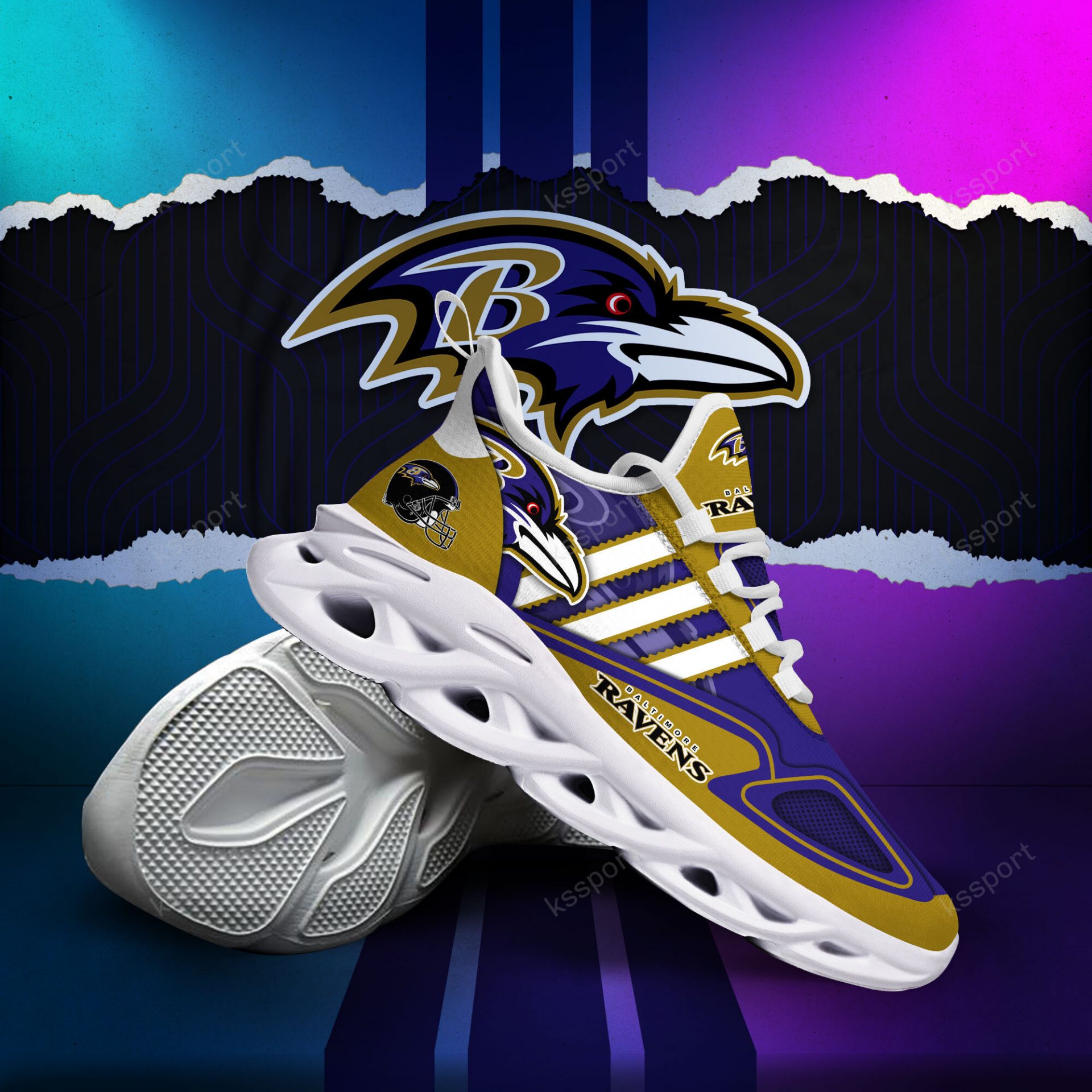 NFL Baltimore Ravens Purple Gold Max Soul Shoes V3