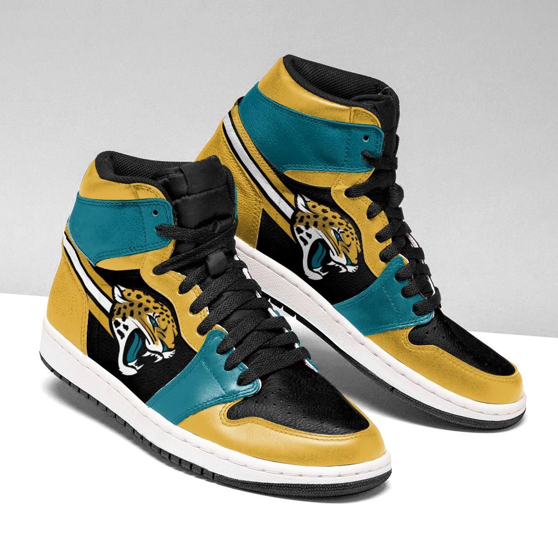 NFL Jacksonville Jaguars Gold Black Air Jordan 1 High Sneakers V2 NFL Jacksonville Jaguars Gold Black Air Jordan 1 High Sneakers V2