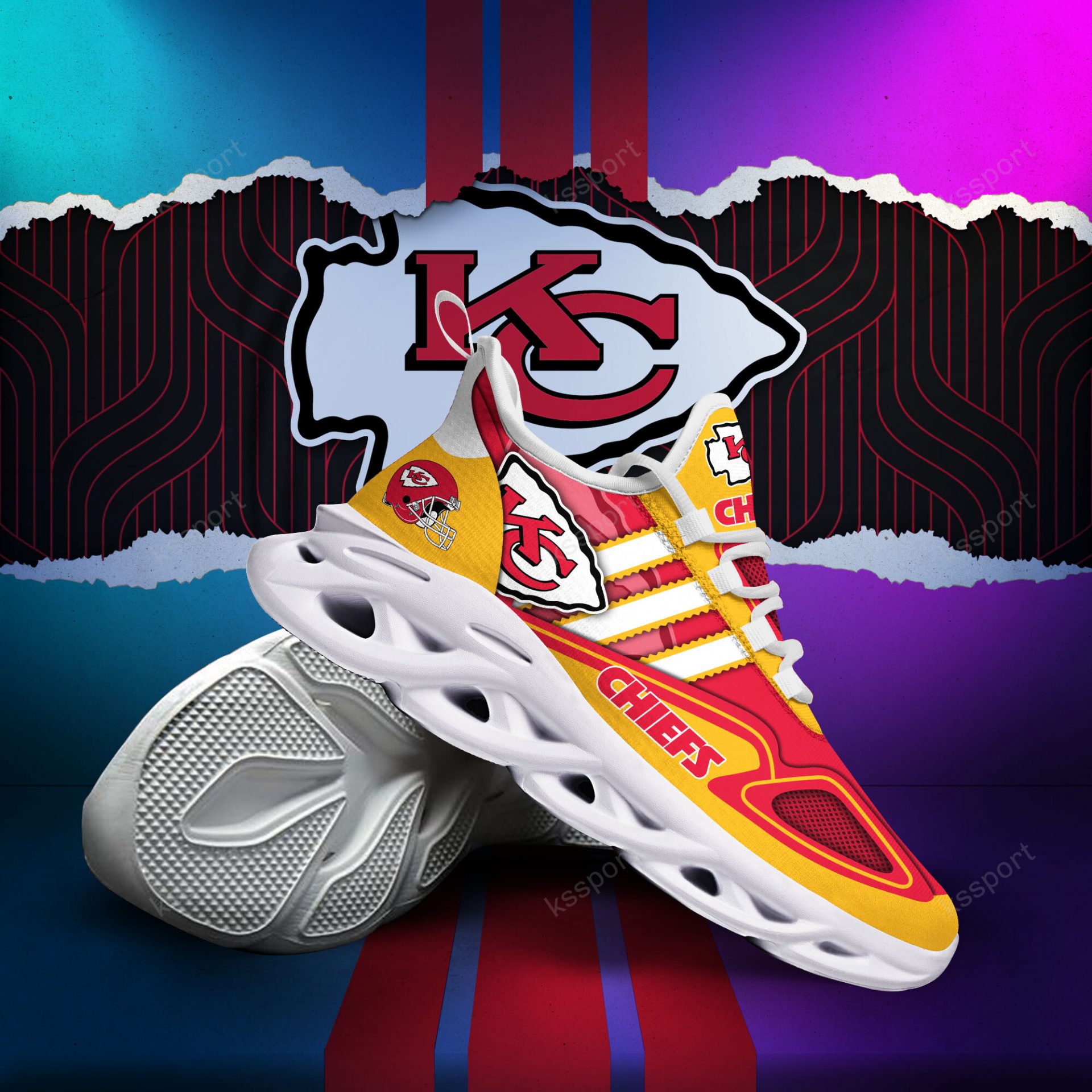 NFL Kansas City Chiefs Gold Red Max Soul Shoes NFL Kansas City Chiefs Gold Red Max Soul Shoes