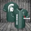 NCAA Michigan State Spartans Custom Name Green Baseball Jersey
