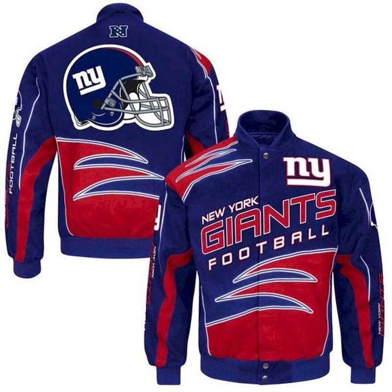 NFL New York Giants Red Blue Helmet Bomber Jacket NFL New York Giants Red Blue Helmet Bomber Jacket