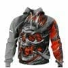 NFL Denver Broncos Custom Name Number Skull Orange Grey Pullover Hoodie