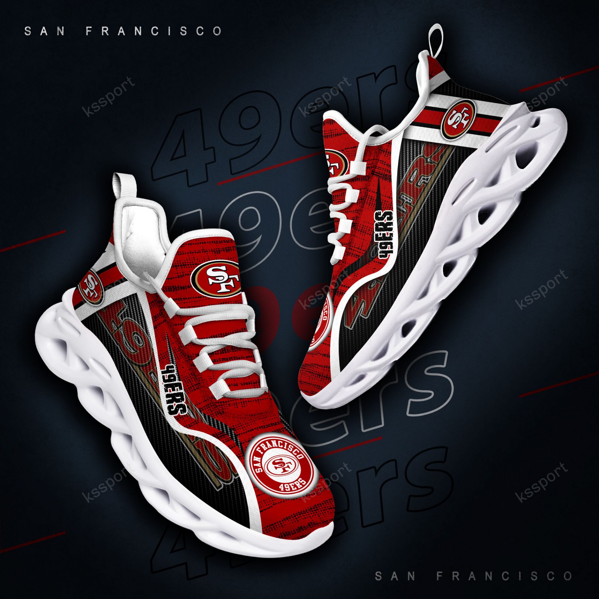 NFL San Francisco 49ers Red Logo Sneakers Max Soul Shoes NFL San Francisco 49ers Red Logo Sneakers Max Soul Shoes