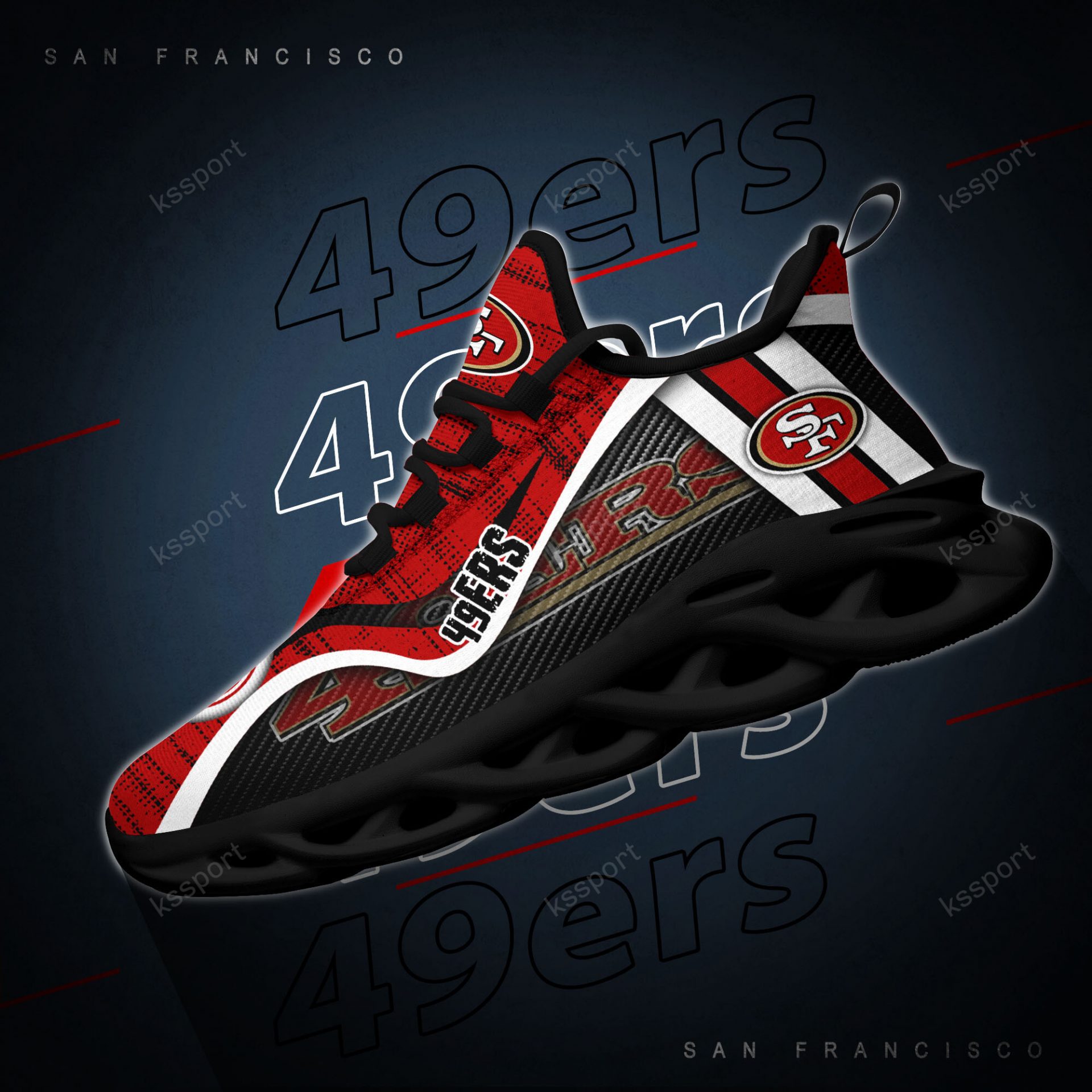 NFL San Francisco 49ers Red Logo Sneakers Max Soul Shoes NFL San Francisco 49ers Red Logo Sneakers Max Soul Shoes