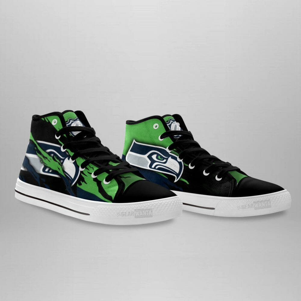 NFL Seattle Seahawks Black Green High Top Shoes NFL Seattle Seahawks Black Green High Top Shoes